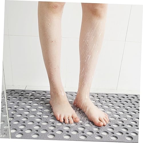 Tapis de bain antidérapant TPE gris avec ventouses de douche - 6