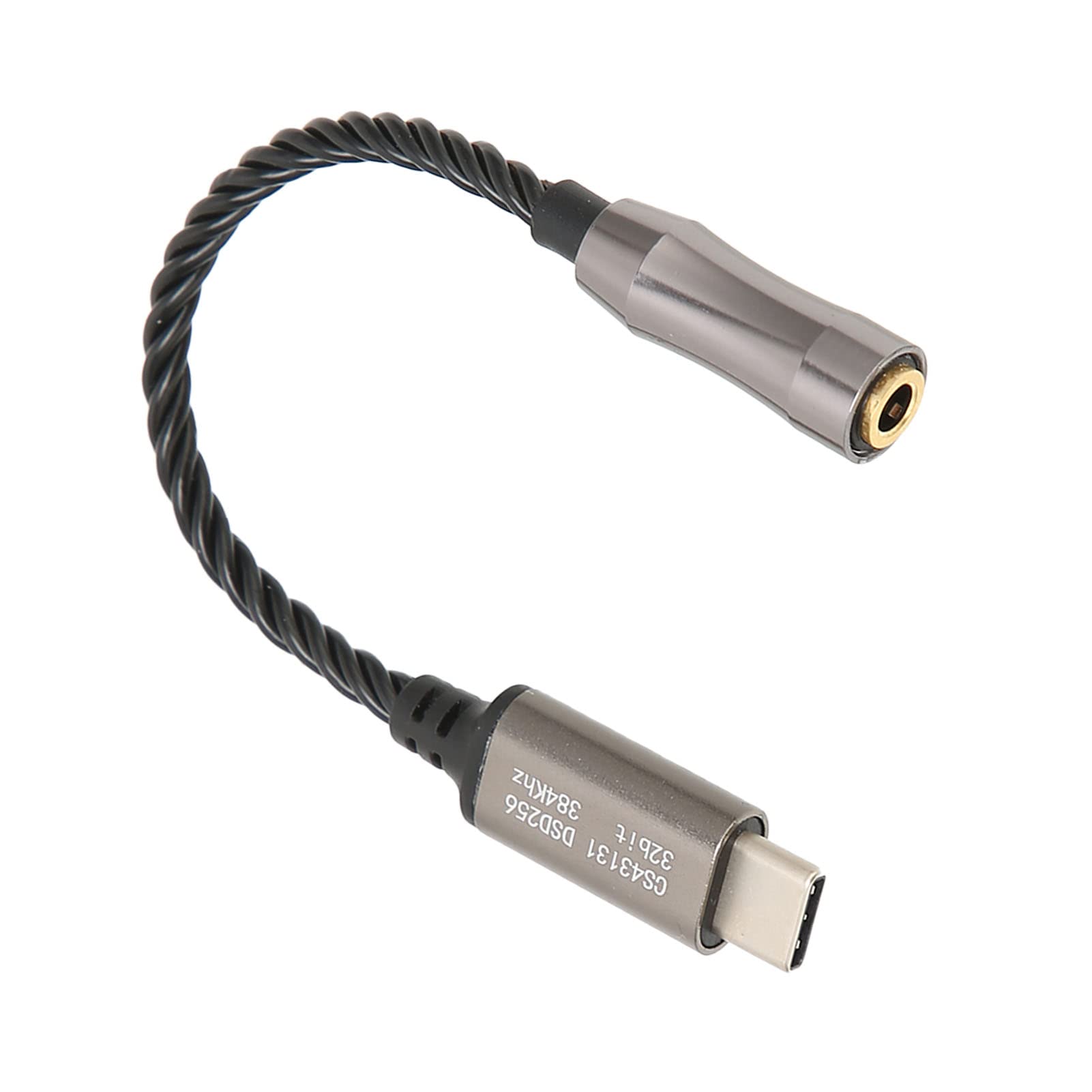 CS43131 Adattatore Amplificatore per Cuffie Chip da Tipo C a 3,5 Mm, velocità di Decodifica 32 Bit/384 KHz, per Appassionati di Musica (BLACK)