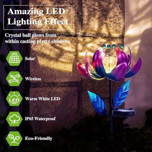 Image of Outdoor Garden Decor Solar Spinners Lights - Metal Wind Spinner Solar Lights for Yard, Patio, Garden Lawn Oranments