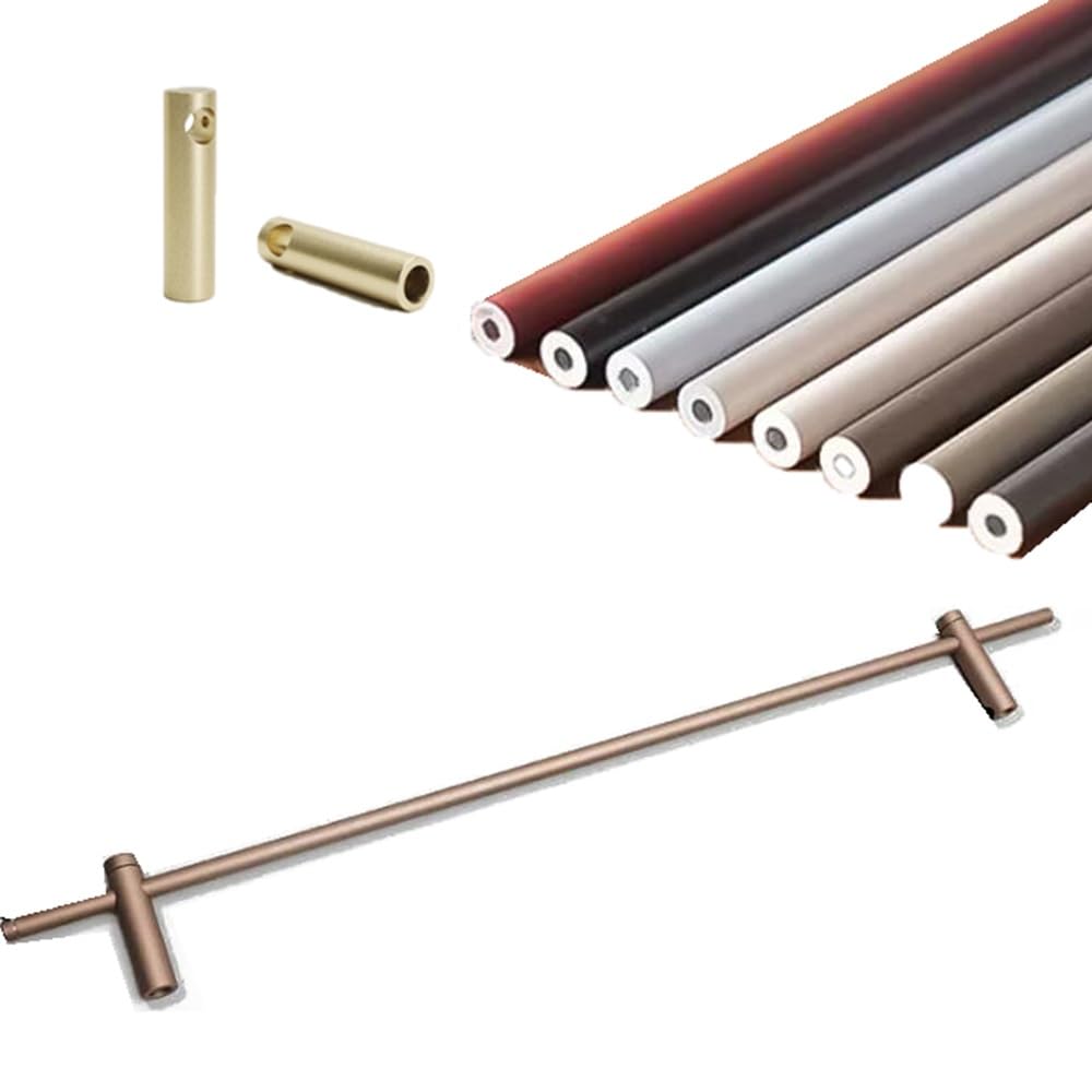 SVBVRFEEW Metal Shelf Guard Rail Decorative 8 16 24 32 40 48 In Shelf Tipping Guardrail Bar Aluminum Round Tube Wood Shelves Fence Gallery Rail For Shelves(Coffee,110cm/43.3in)