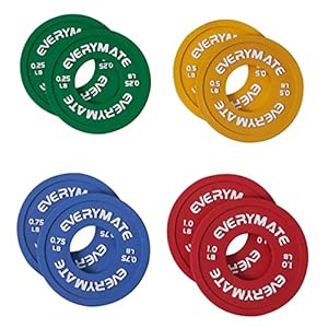 Rubber Fractional Weight Plates Set of 8 Micro Weight Plate Pair of 0.25LB 0.5LB 0.75LB 1 LB for Olympic Barbells for Strength Training Micro Plates Weight Plate