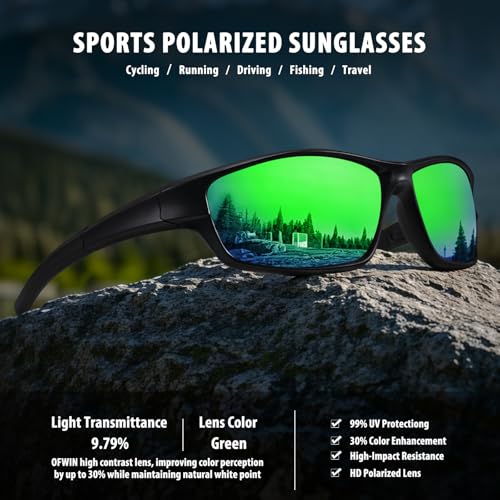 Image of Polarized Sports Sunglasses for Men Women Driving Cycling Fishing Wrap Around Sun Glasses UV400 Protection