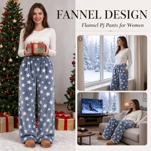 Flannel Pajama Pants for Women Winter Lounge Fleece Fuzzy Cute Pj Pants - image 5