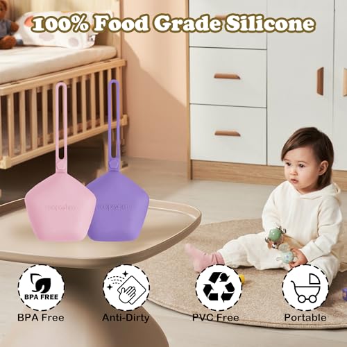 Image of Pacifier Holder Case, Large Capacity Portable Pacifier Storage Case, 100% Food Grade Silicone Pacifier Holder,BPA Free, 2Pcs(Pink&Purple)
