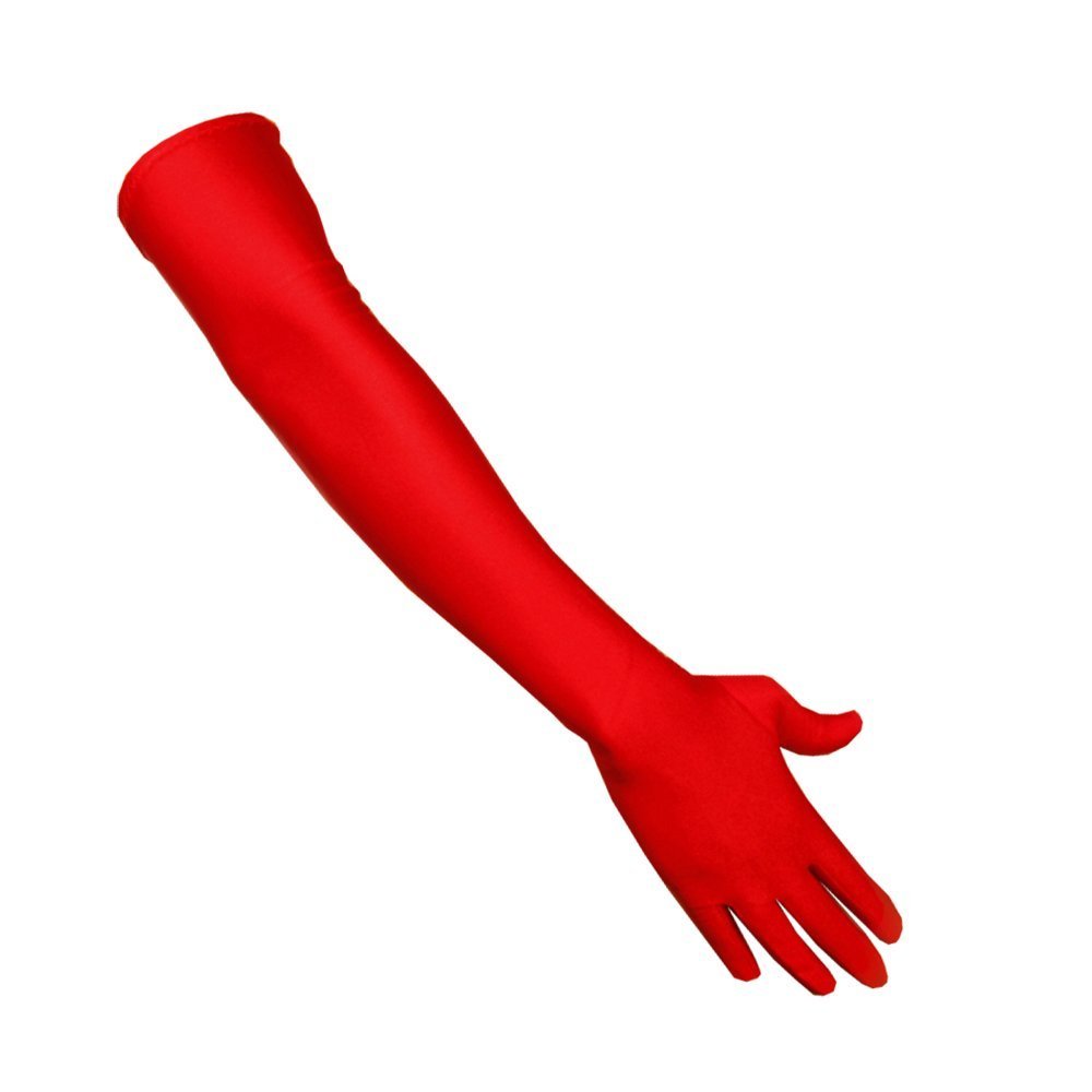 Heavelove Sexy Red Long Gloves Elbow Length Satin Gloves