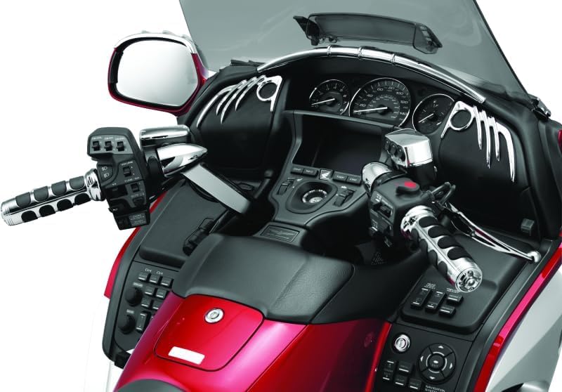 Motorcycle dashboard with Kuryakyn ISO Grips installed on both handlebars