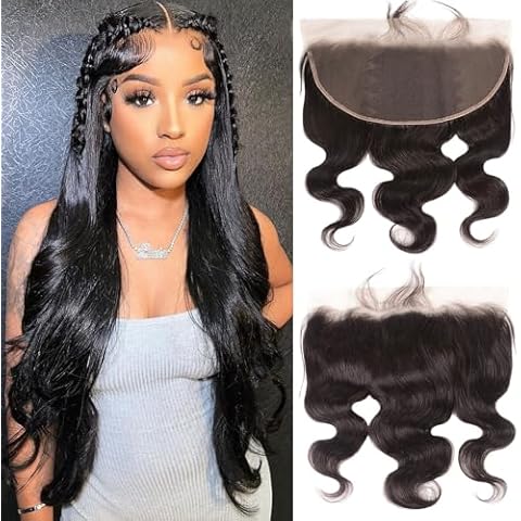 beauty youth Body Wave 13x6 Lace Frontal Closure With Baby Hair Pre Plucked Frontal Transparent HD Lace Closure Virgin Human Hair Closure for Making Wigs 180% Density 10inch Cover