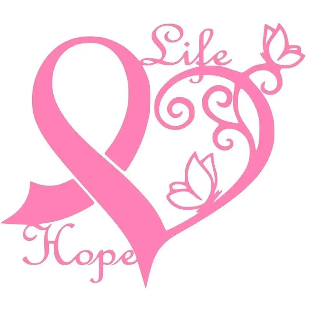 Pink Cancer Awareness Ribbon Heart Butterfly Vine Life Hope Car Stickers for Laptop Water Bottle Phone Car Motorcycle