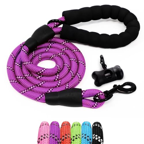 FurDreams Guinzaglio per Cani - 152 cm, Viola I con Morbido Manico Imbottito e Filettatura Altamente Riflettente I Collari per Cani Taglia Grande, Taglia Media, e di Piccola Taglia