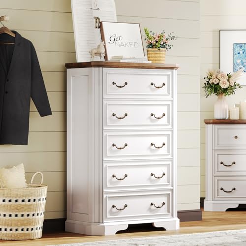 image for LUXOAK Farmhouse 4 Pieces Bedroom Sets, 1 X 54in Wide 7 Drawers Dresse