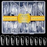 Medium Coffin Acrylic Nails-300Pcs Full Cover Clear Fake Nail Tips Set for Nail Extension,Yadada False Nails for Nail Salon and Nail Art,10 Sizes