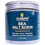 Organic Sea Salt Body Scrub - Ultra Moisturising and Nourishing with Natural Dead Sea Salt Scrub, Argan Oil, Honey, Almond Oil, Shea Butter and Beeswax Cera Alba - 7,05 Ounce