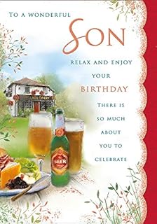 Regal Publishing Birthday Card Son - 10 x 7 inches, green|grey|white|orange|yellow