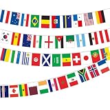 MNYXIS 42 Länder Flaggen Wimpelkette 13,5m - Internationale Fahnenkette für Fussball Deko, Europa Flaggen Girlande, Banner für Bar, Restaurant, Sportfest & Public Viewing (14x21cm)