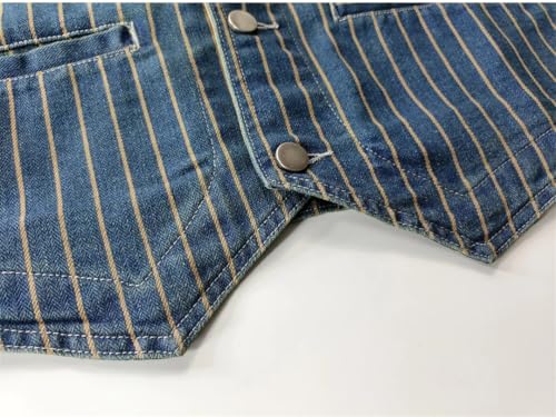 Men Retro Denim Vest Washed Cotton Vertical Striped Distressed Back Camisole Vintage3
