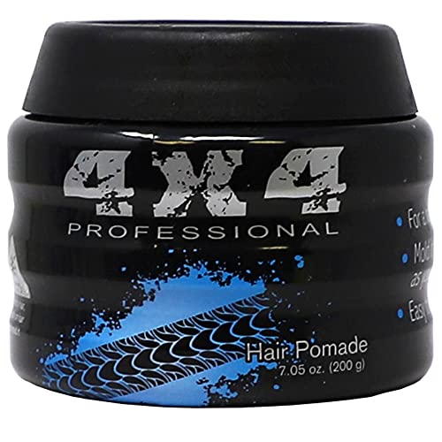 4X4 Professional Hair Styling Pomade, Infused with Caster Oil for Care and Health, Max Shine, Strong Hold, Definable Texture, Moisture Resistant, Re-moldable, Hair Pomade â€“ 7.05 Oz