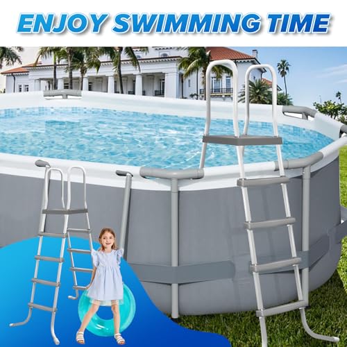 Above Ground Pool Ladder, Heavy Duty Luxury Pool Ladder, Corrosion Resistant Metal Frame, Suitable for Pools up to 52 inch deep Above Ground, Easy to Assemble and Climb,Anti Slip by Syagnos - Used condition - Image 7