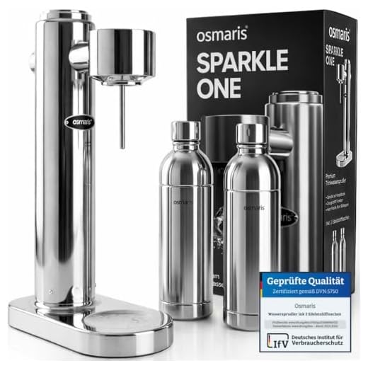 Wassersprudler aus hochwertigem Edelstahl - Design Soda Maker inkl. 2x 1,1 L Edelstahlflaschen - geschmacksneutral & 100% dicht - Sprudelwasser Maschine mit Druckablassventil für moderne Küchen