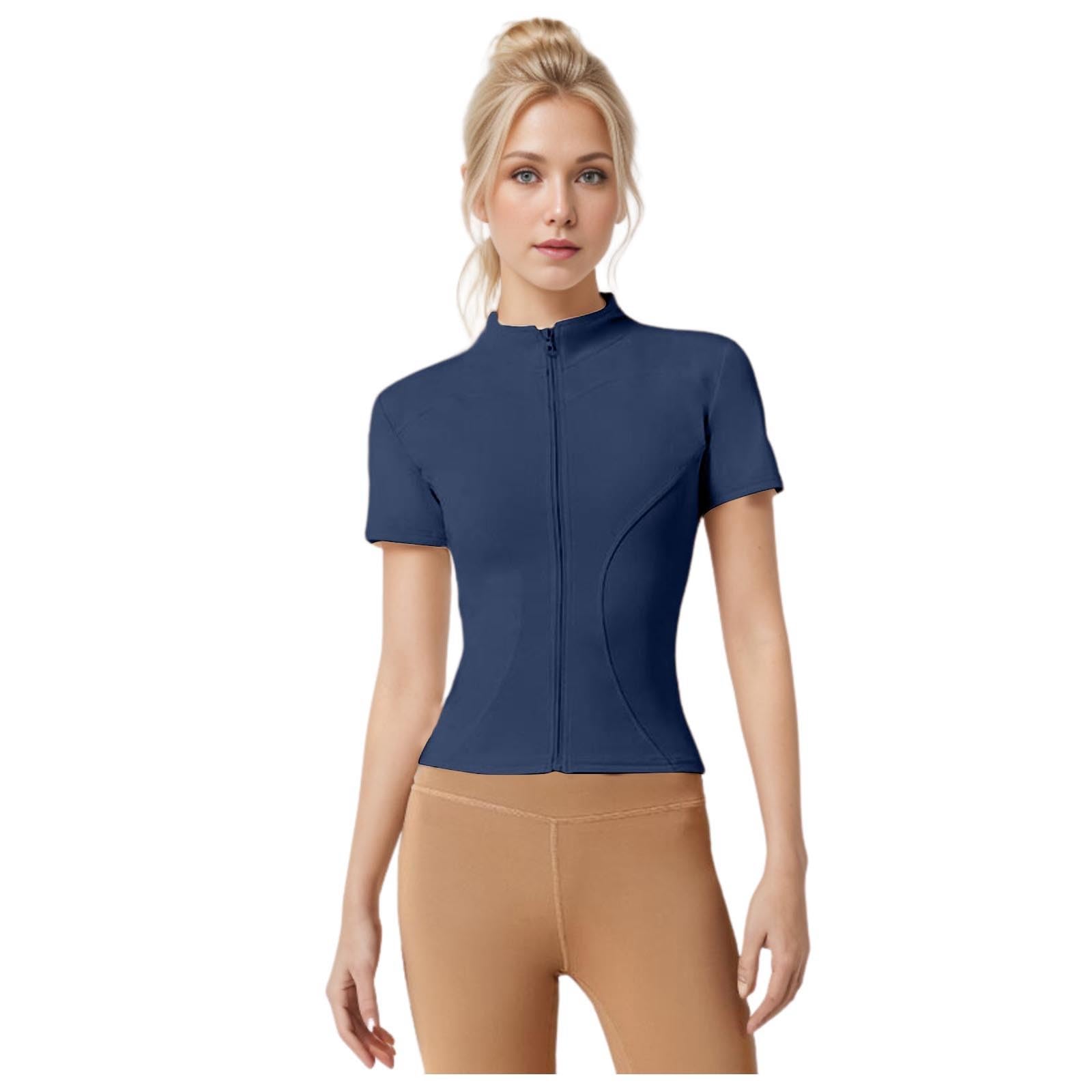 Generisch Freizeitjacke Damen Fitnessjacke Slim Fit Fitness Casual Kurzarm Sportjacke Yoga Top