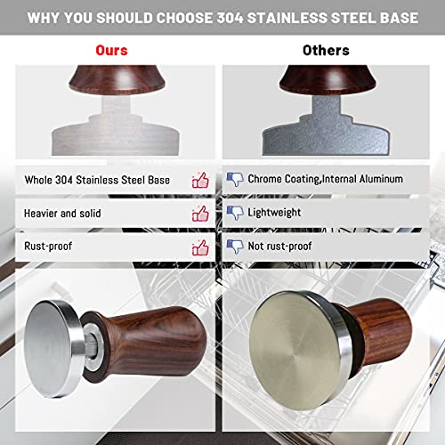 Prensadores de Café Prensa Espresso Calibrada Tamper de 51 mm con Base de Acero Inoxidable Mango de Madera Para Posos de… - Imagen 7