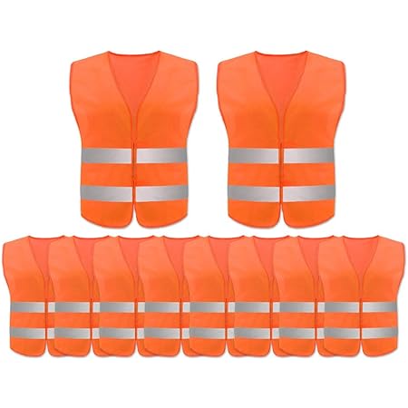 Lot De 10 Gilets De Sécurité Haute Visibilité Pour Enfants, Gilets De Construction Réfléchissants Avec Fermeture éclair Pour Le Cyclisme Et La Course