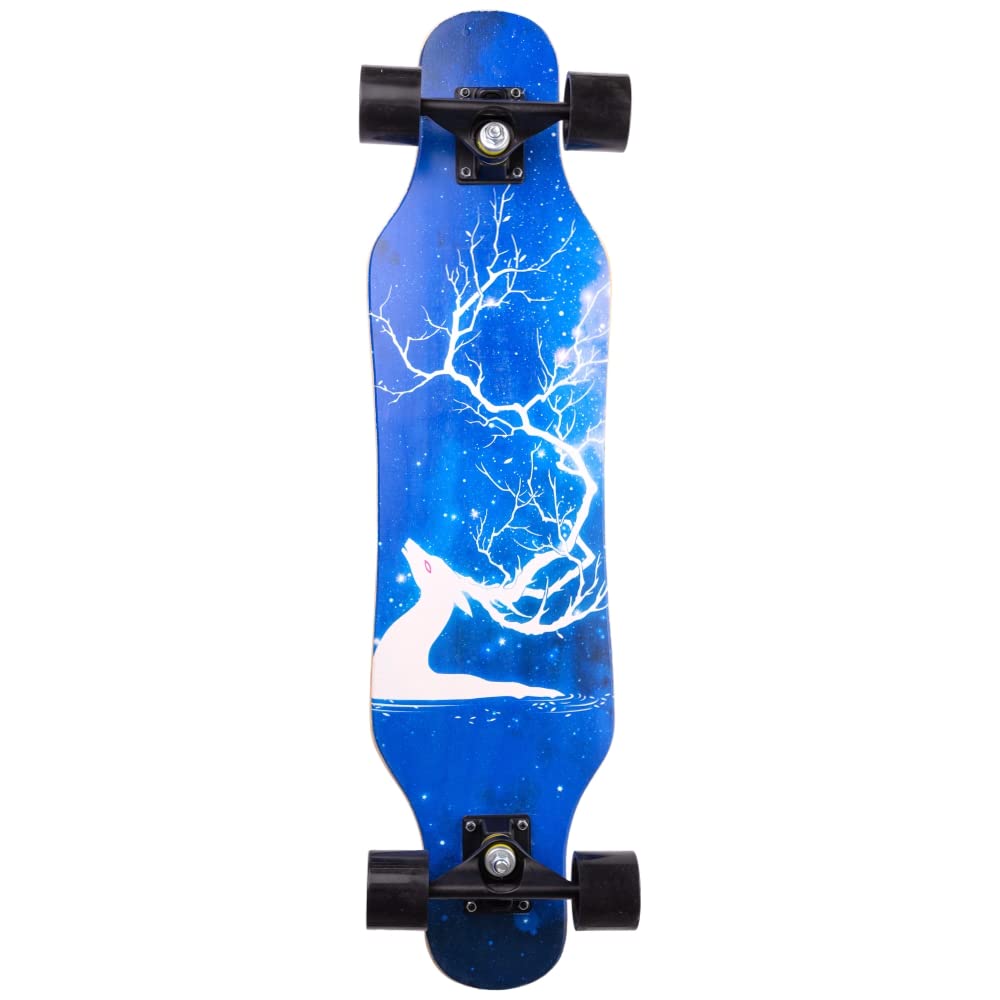 Longboard Cruiser 80 cm OH Deer | Carving et Cruising | Haute résistance et légèreté | ABEC-7 | Idéal pour les adolescents débutants | Axes en aluminium et roues PU, bois d'érable