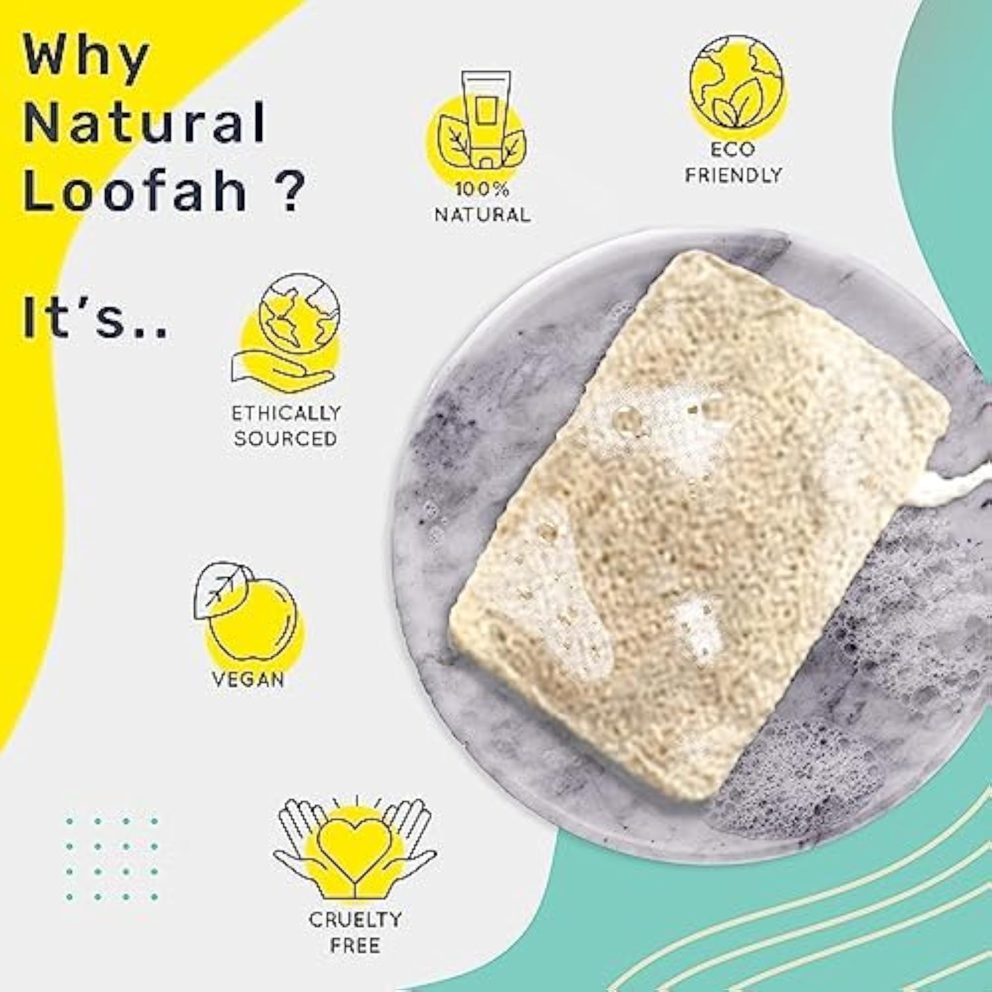Natural Sun-Dried Loofah Bath Scrub Sponge, Pack of 3