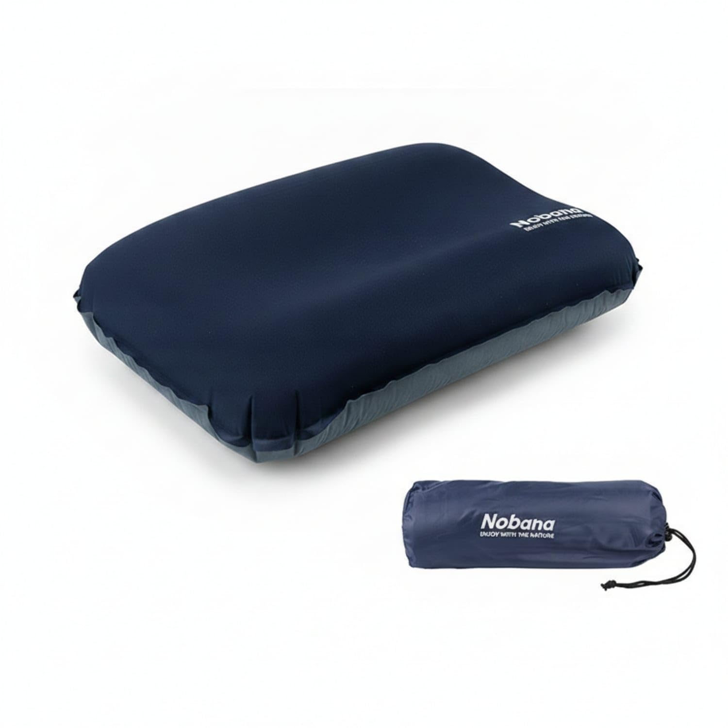 Built-in Valve Self-Inflating Pillow Soft Textile Camping Pillow Drawstring Bag Travel Cushion Compact for Outdoor, Tent, Navy Blue-image-36