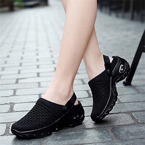 Nihaoya Womens Slip On Sneakers Mules Clogs Walking Shoes Casual Fashion Breathable Home Slippers Black Size 8.5 #TOP3