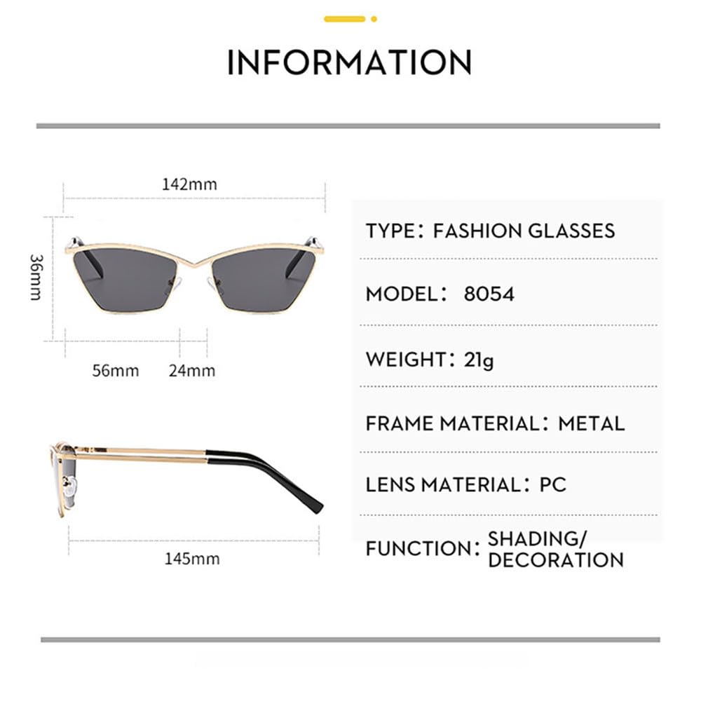 Occhiali da sole alla moda per uomo e donna con lenti arancioni, stile vintage cat eye, protezione UV400.