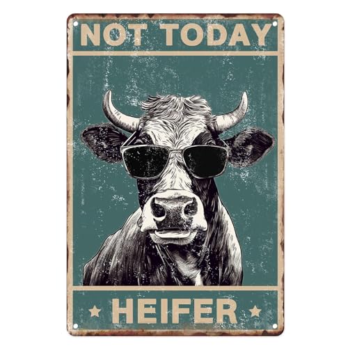 Sanwarm Metal Sign, Tin, 12 X 8 Inch, For Wall Decor Cow Heifer