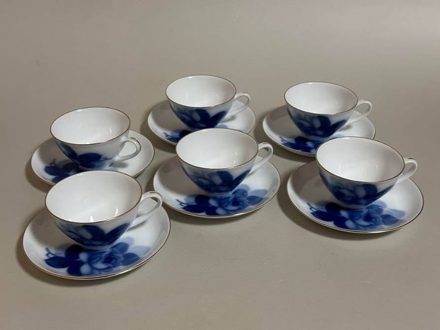 大倉陶園 ブルーローズ 19cm スープ皿 6枚セット ソーサー 金彩 洋食器 大倉陶園 ブルーローズ 19cm スープ皿 6枚セット ソーサー 金彩