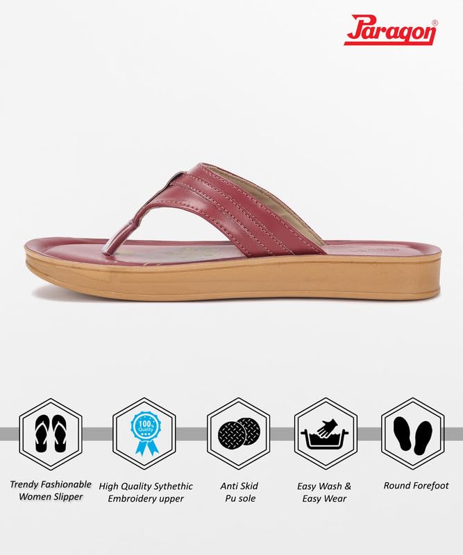 Image of PARAGON PUK7010L Women's Sandals | Stylish Slip on Flats with Cushioned Soles | Trendy Lightweight Durable & Comfortable Fashion Slippers for Outdoor Use