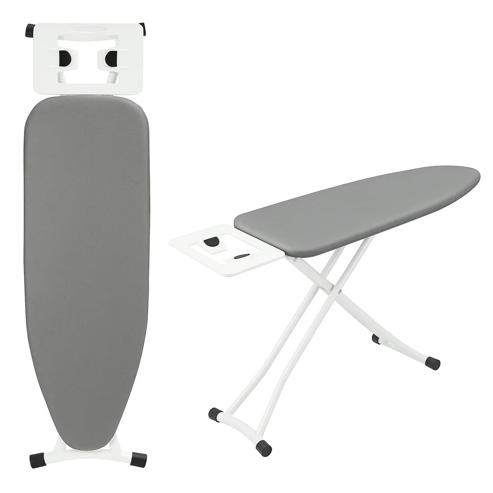 SUNNYNEST 110x32cm Folding Ironing Board with 6 Adjustable Heights (66-77cm) – Lightweight Design, Cotton Cover & Non-Slip Feet (Gray)