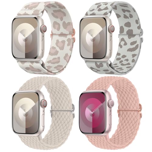 Image of Delidigi Stretchy Bands Compatible for Apple Watch Band Women 40mm 38mm 41mm 42mm 44mm 45mm 46mm 49mm, Nylon Braided Straps for iWatch Series 11 10 9 8 7 6 SE 5 4 3 Ultra 3 2 1