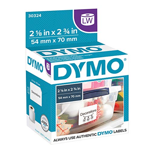 DYMO Authentic LW Large Multi-purpose Labels for LabelWriter Label Printers, White, 2-1/8'' x 2-3/4'', 1 roll of 320 (30324)