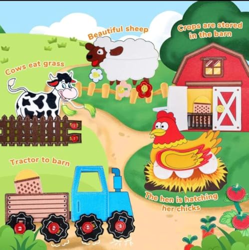 Image of Clapstore Farm Toddler Busy Book, Montessori Toys for Boys Girls 1 2 3 4 Year Old, Educational Quiet Activity Book with Knowledge with Animal, Parent-Kids Activity Toy, Fit as Gifts for Children