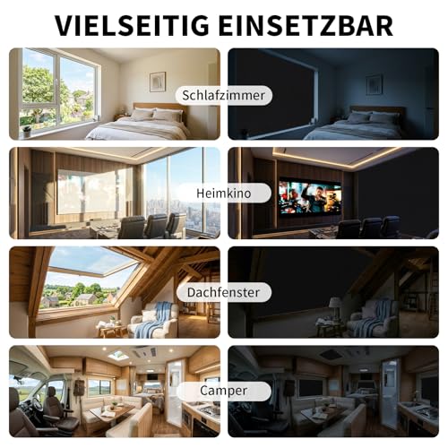 BKSAI Fenster Verdunkelung Dachfenster Leinenoptik Material-Upgrade für Faltenfreie Verdunklungsrollo ohne Bohren Verdunklungsstoff Meterware Blackout Rollo Innen Sonnenschutz Zuschneidbar
