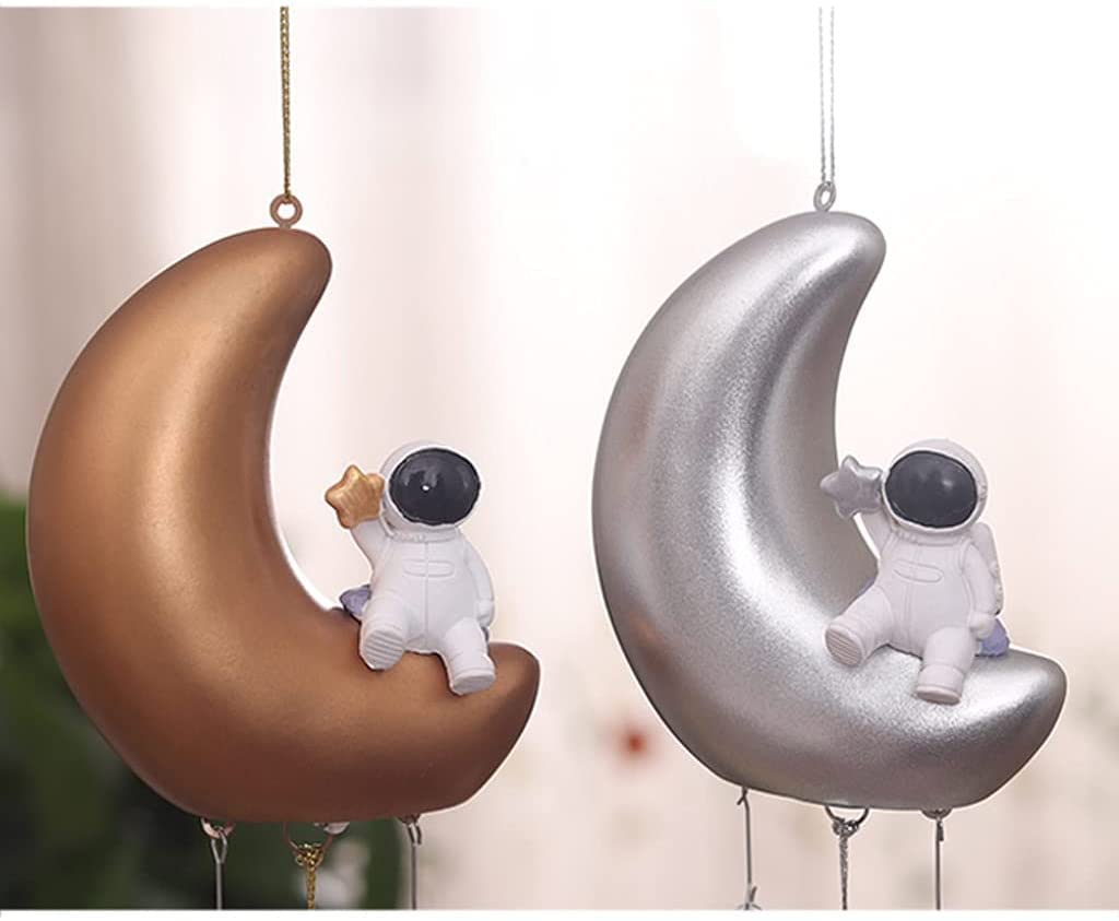 Campanelli A Vento da Giardino Luna Astronauta Campanelli Eolici Articoli for Feste Regalo Giardino Esterno Casa Corridoio Decorazione for Ufficio(Blue,Silver)