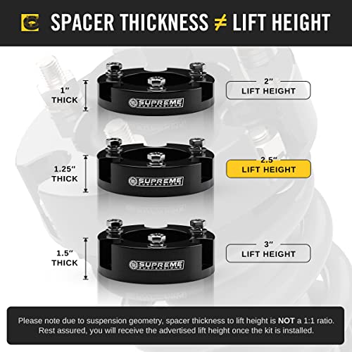 Supreme Suspensions - 2.5" Front Leveling Lift Kit For 1999-2006 Toyota Tundra 2Wd 4Wd - T6 Billet Aluminum Strut Spacers (Black) - Microfiber Cleaning Towel Included #TOP2