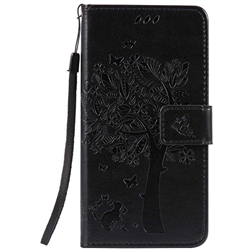 Guran® Funda de Cuero para Lenovo ZUK Z2 Pro 5.2' Smartphone Función de Soporte con Ranura para Tarjetas Flip Case Cover-Negro