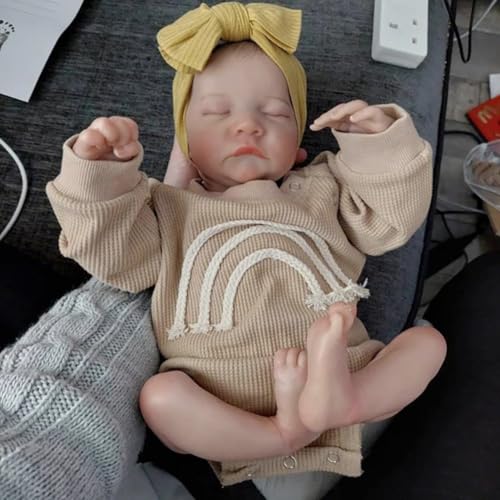 Lonian 18 Zoll Reborn Puppe weicher Körper realistische neugeborenes Baby Puppe Silikon Vinyl beschwert Körper Aussehen echte schlafende Puppe – Bild 5