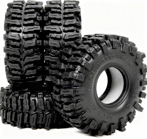 HOBBYSOUL 1.0 Tires 64 * 25mm 1.0 Mud Slingers Tires Super Soft Sticky 1.0 Crawler Tyre for RC 1/18 TRX4M 1/24 SCX24 FCX24 Upgrade