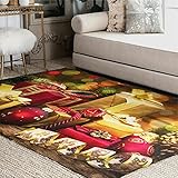 ALAZA Merry on The Wooden Happy New Year Area Rug Rugs for Living Room Bedroom 7' x 5'