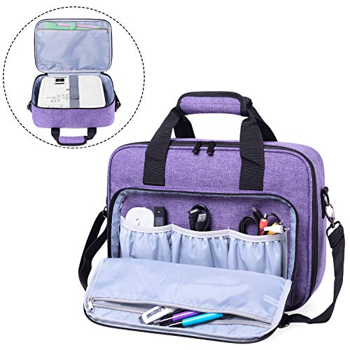 Luxja Bolsa para Proyector, Maletn para Proyectores, Bolsa de Transporte con Bolsillos para Proyector y Accesorios, 34,3 CM x 25,4 CM x 10,8 CM, Prpura