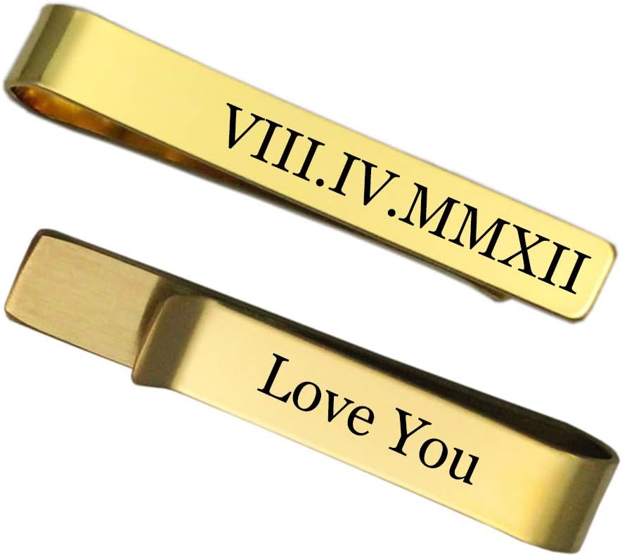 LONAGO Tie Clip Personalized Custom Engraved Tie Bar Pin Slide Stainless Steel for Men Dad Wedding Gift Groomsmen