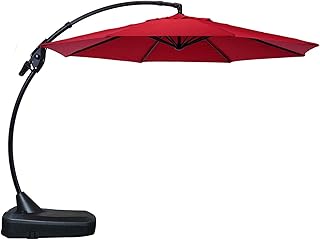 Sponsored Ad - GRAND PATIO 12 FT Deluxe NAPOLI Curvy Aluminum Offset Umbrella, Patio Cantilever Umbrella with Base (Red, 1...