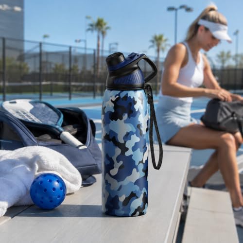 Image of 32 oz Insulated Stainless Steel Water Bottle No Straw Magnetic Lid