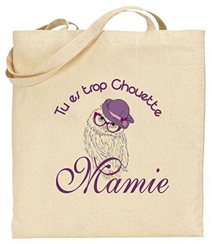 Tote Bag - Sac en Toile - Cadeau pour Mamie - Cadeau pour la fête des Grands Mères, Noël, Anniversaire, Fête de Mamy (Sac 1)