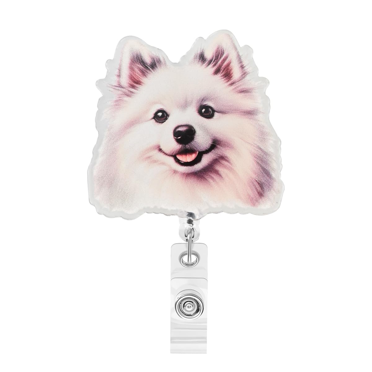 Cute Samoyed Dog Gifts for Womens Owners Pet Lovers Cute Office Badge Reel for Nurse Teacher Doctor Worker Medical Assistant Name ID Badge Reel with Clip